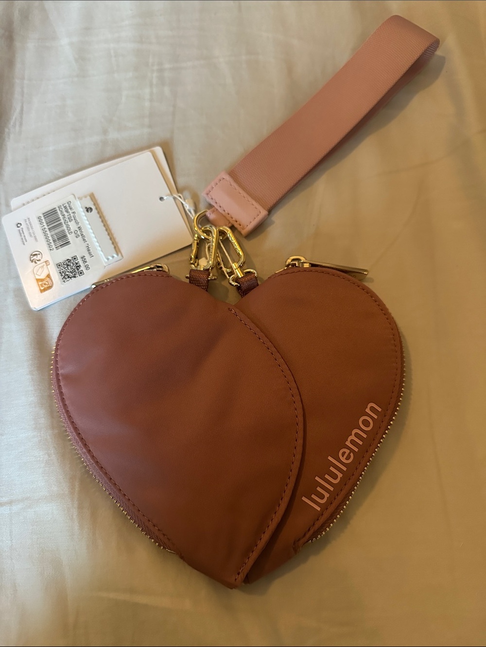 lululemon athletica Heart Wristlet in Dusty Rose Brown